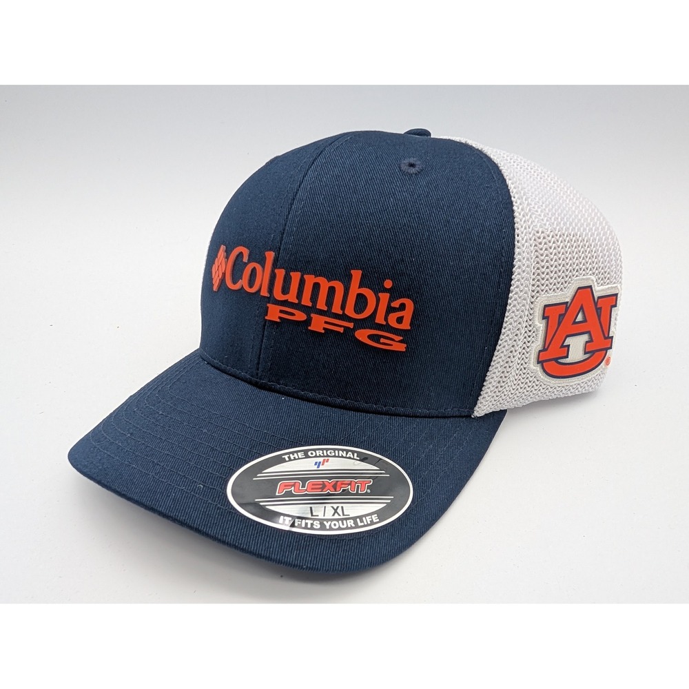 Columbia PFG Auburn Tigers Hat Navy White Mesh Back Flexfit L/XL Trucker Cap
